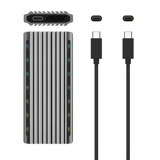 AISENS Caja Externa M.2 RGB Gaming ASM2-RGB011GR SATA/NVMe A USB3.1 Gen2, Gris