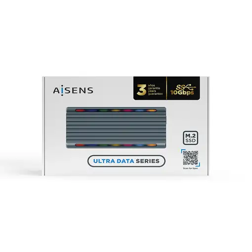 AISENS Caja Externa M.2 RGB Gaming ASM2-RGB011GR SATA/NVMe A USB3.1 Gen2, Gris