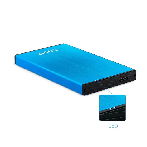 TooQ TQE-2527BL caja para disco duro externo Caja de disco duro (HDD) Negro, Azul
