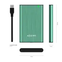 AISENS Caja Externa 2.5\ ASE-2525SGN 9.5 mm SATA A USB 3.0/USB 3.1 Gen1, Verde Pri