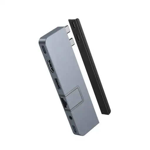HYPER DUO PRO 7-in-2 USB-C Hub USB Tipo C 104 Mbit/s Gris