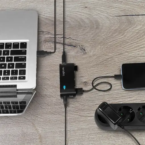 LogiLink UA0085 hub de interfaz USB 2.0 Type-A 480 Mbit/s Negro