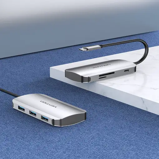 Vention Docking USB Tipo-C TNHHB/ 3xUSB/ 1xUSB Tipo-C PD/ 1xLector Tarjetas SD y M