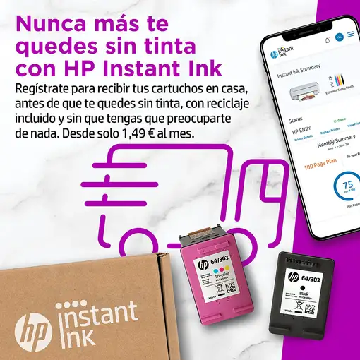 HP ENVY 6030e Inalámbrico All-in-One Color Impresora, Instant Ink; Fotocopiadora,