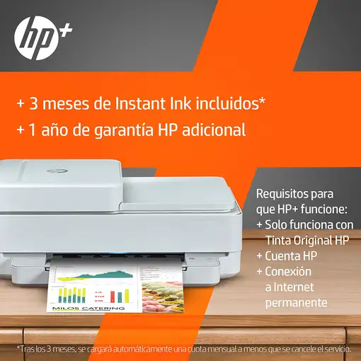 HP ENVY 6430e Inalámbrico All-in-One Color Impresora, Instant Ink; Fotocopiadora,