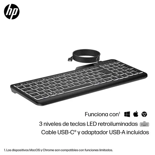 HP Teclado con cable 400 retroiluminado