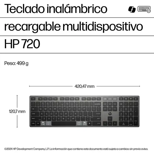 HP Teclado inalámbrico recargable multidispositivo 720