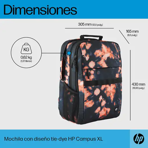 HP Mochila Campus XL con teñido anudado