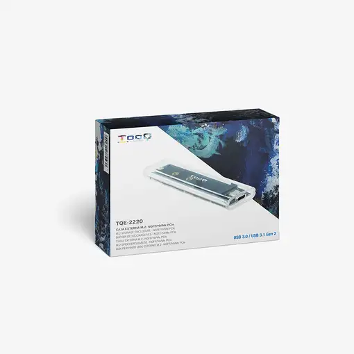 TooQ Caja Externa para SSD M.2 NGFF/NVMe, Transparente, RGB