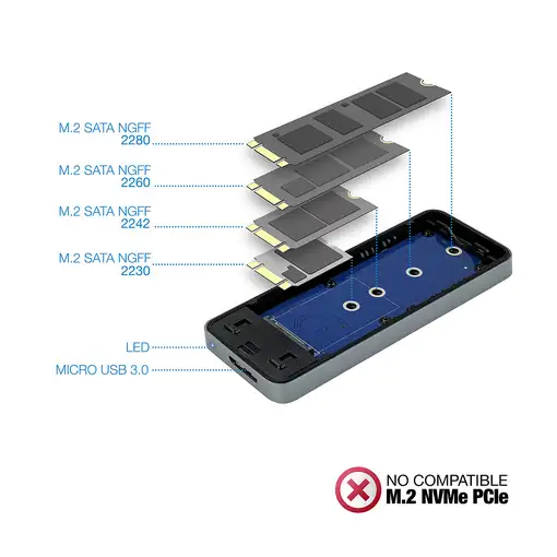 TooQ TQE-2281G caja para disco duro externo Caja externa para unidad de estado sól