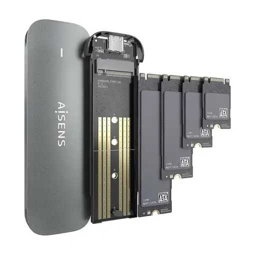 AISENS Caja Externa M.2 (NGFF) ASM2-006GRY SATA a USB3.1 Gen1, Gris