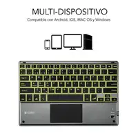 Teclado Retroiluminado Bluetooth Smart Para Tablet O Ipad  Gris Negro