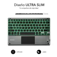 Teclado Retroiluminado Bluetooth Smart Para Tablet O Ipad  Gris Negro