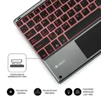 Teclado Retroiluminado Bluetooth Smart Para Tablet O Ipad  Gris Negro