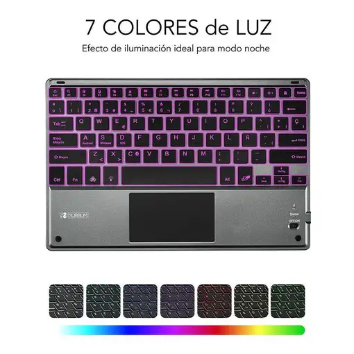 Teclado Retroiluminado Bluetooth Smart Para Tablet O Ipad  Gris Negro