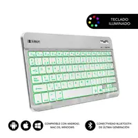 Teclado Retroiluminado Smart Bluetooth Para Tablet O Ipad  Blanco Plata