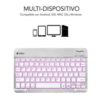 Teclado Retroiluminado Smart Bluetooth Para Tablet O Ipad  Blanco Plata