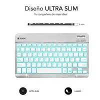 Teclado Retroiluminado Smart Bluetooth Para Tablet O Ipad  Blanco Plata