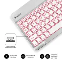 Teclado Retroiluminado Smart Bluetooth Para Tablet O Ipad  Blanco Plata