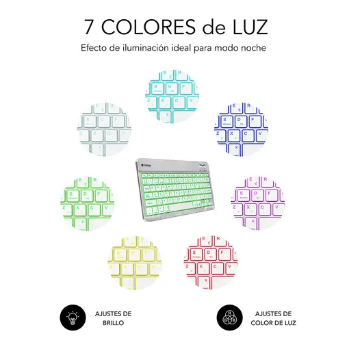 Teclado Retroiluminado Smart Bluetooth Para Tablet O Ipad  Blanco Plata