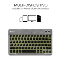Teclado Retroiluminado Smart Bluetooth Para Tablet O Ipad  Gris Negro