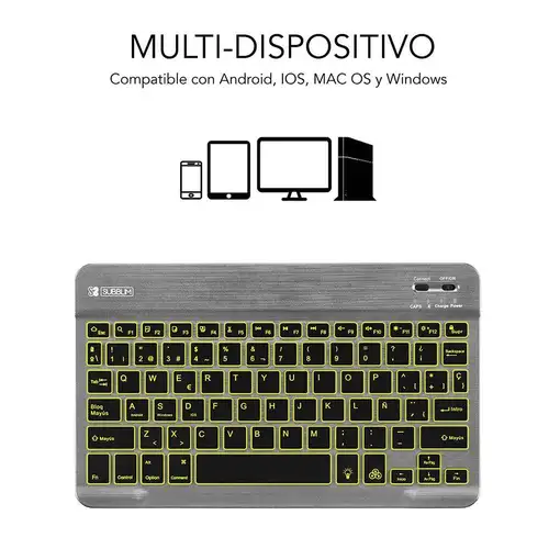 Teclado Retroiluminado Smart Bluetooth Para Tablet O Ipad  Gris Negro