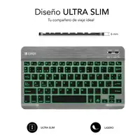 Teclado Retroiluminado Smart Bluetooth Para Tablet O Ipad  Gris Negro