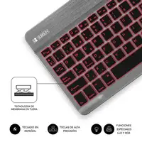 Teclado Retroiluminado Smart Bluetooth Para Tablet O Ipad  Gris Negro