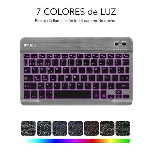 Teclado Retroiluminado Smart Bluetooth Para Tablet O Ipad  Gris Negro