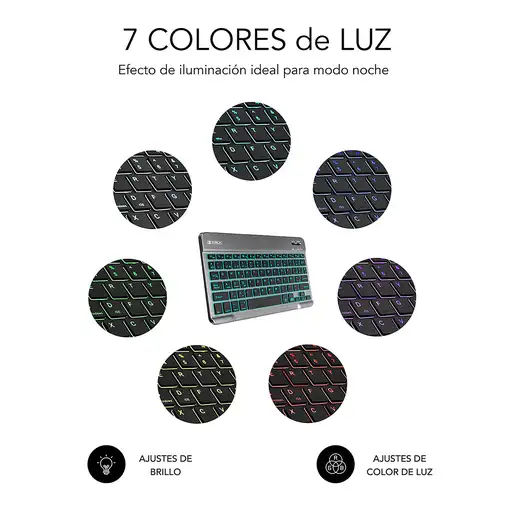Teclado Retroiluminado Smart Bluetooth Para Tablet O Ipad  Gris Negro