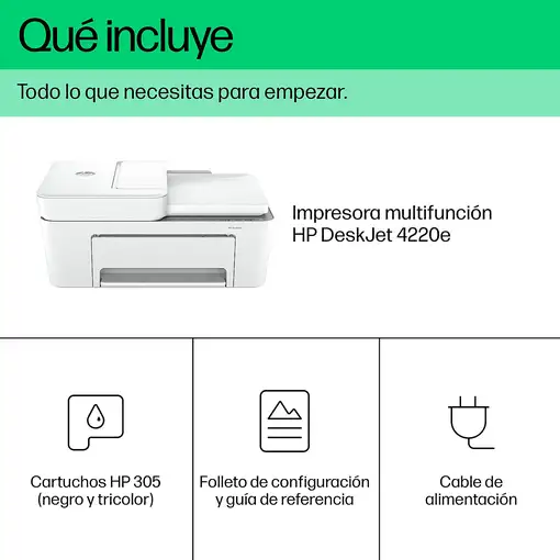 HP DeskJet 4220e Inalámbrico All-in-One Color Impresora, Instant Ink; Fotocopiador