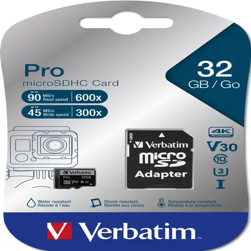Verbatim Pro 32 GB MicroSDHC UHS Clase 10