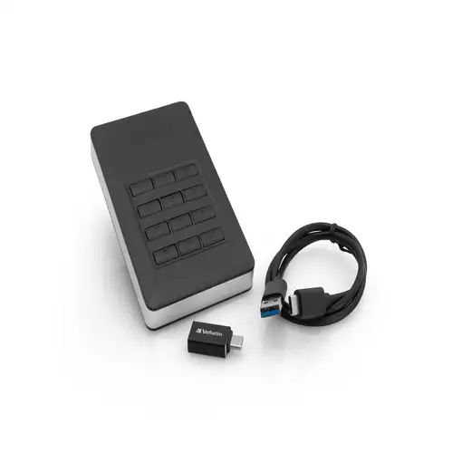Verbatim Disco duro portátil y seguro Store n Go de 2 TB con teclado