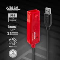 Lindy 42782 cable USB USB 2.0 12 m USB A Negro
