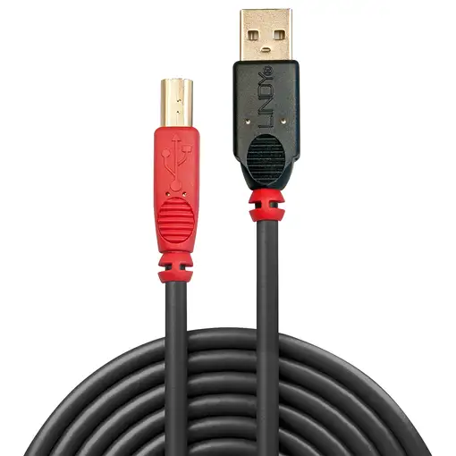 Lindy 42762 cable USB USB 2.0 15 m USB A USB B Negro, Rojo