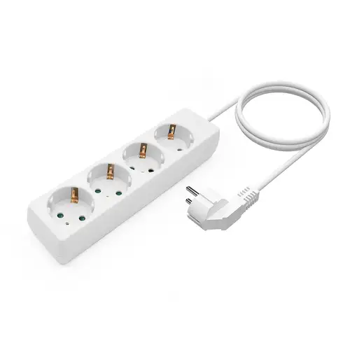 AISENS Base Multiple 4 Tomas Sin Interruptor Con Cable 3x1.5mm2, Blanco, 1.4m
