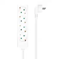 AISENS Base Multiple 4 Tomas Sin Interruptor Con Cable 3x1.5mm2, Blanco, 1.4m