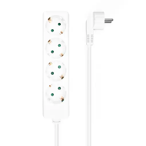 AISENS Base Multiple 4 Tomas Sin Interruptor Con Cable 3x1.5mm2, Blanco, 1.4m