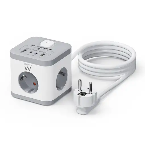 Ewent EW3863 base múltiple 1,5 m 3 salidas AC Interior Gris, Blanco