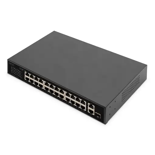 Digitus Conmutador PoE Fast Ethernet de 24 puertos, 2 enlaces ascendentes Gigabit