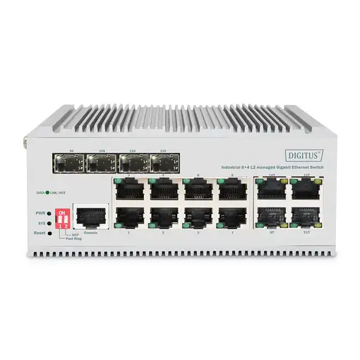 Digitus Conmutador Gigabit Ethernet industrial 8+4 L2, managed