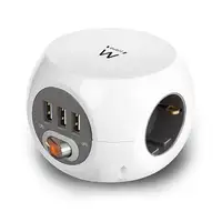 Ewent EW3939 base múltiple 1,5 m 3 salidas AC Interior Blanco