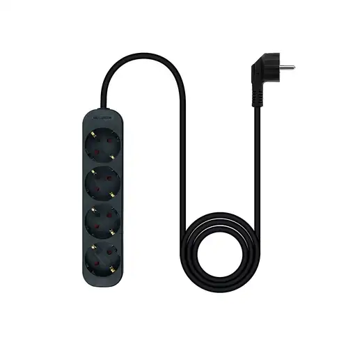 Nanocable Regleta de Enchufes con 4 Tomas, 1.4 m, Negro
