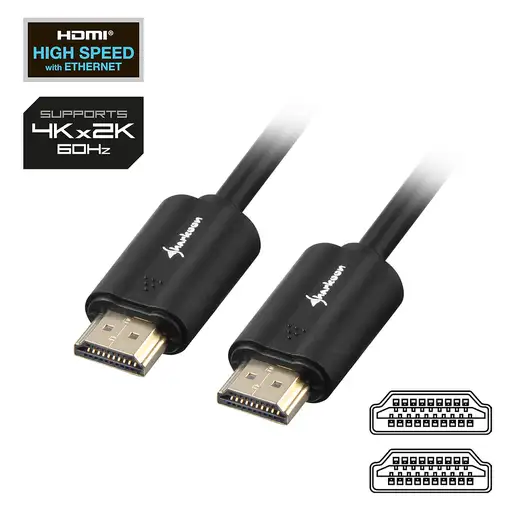 Sharkoon HDMI/HDMI 4K, 1m cable HDMI HDMI tipo A (Estándar) Negro