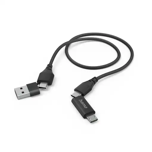 Hama 00201537 cable USB USB 2.0 1,5 m USB A/USB C USB C/Micro-USB B Negro