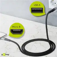 Goobay 49282 cable USB USB 2.0 1 m Micro-USB B USB A Negro, Gris