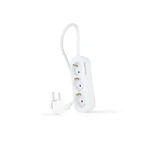 Nanocable Regleta de Enchufes con 3 Tomas, 1.4 m, Blanco