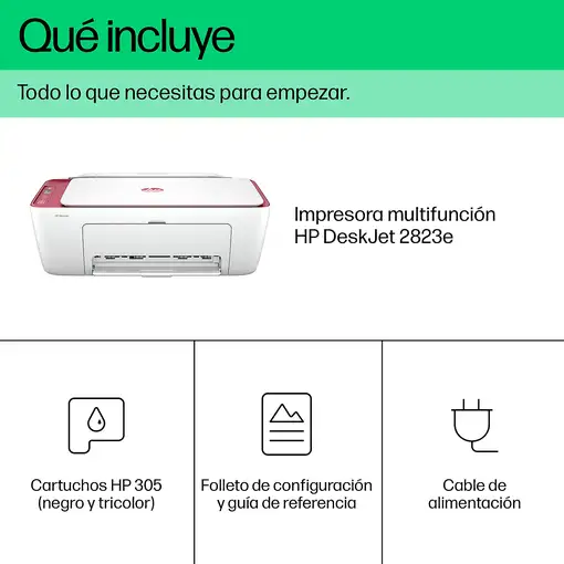 HP DeskJet 2823e Inalámbrico All-in-One Color Impresora, Fotocopiadora, escáner