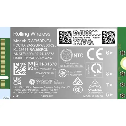 HP 5G Sub-6 WWAN tarjeta y adaptador de interfaz Interno