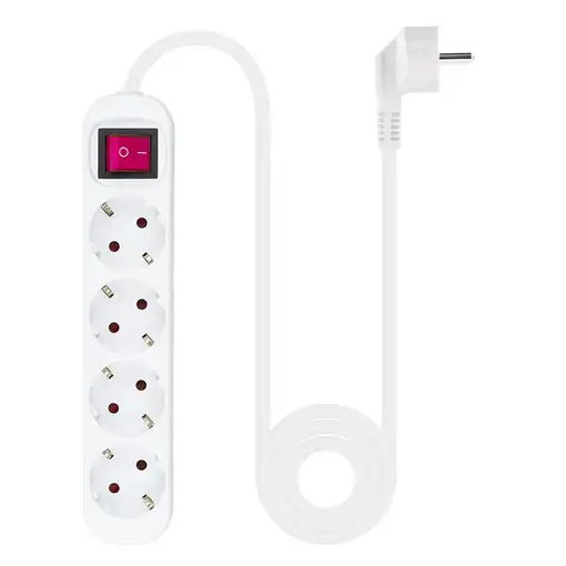 Nanocable Regleta de enchufes de 4 tomas con interruptor, 1.4 metros Blanca